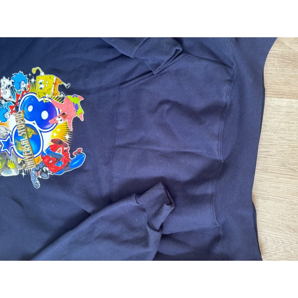 Universal Studios Islands of Adventure Navy Blue Graphic Hoodie Shrek Spongebob - Picture 3 of 6